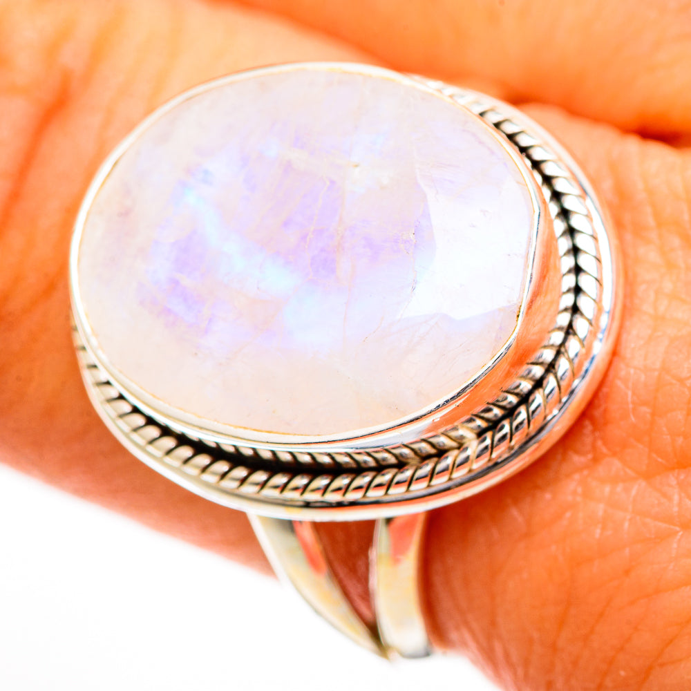 Rainbow Moonstone Rings handcrafted by Anasilvercos - RING110776