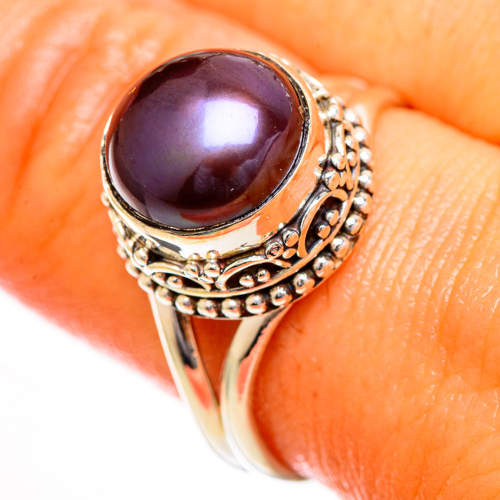 Titanium Cultured Pearl Rings handcrafted by Anasilvercos - RING110796