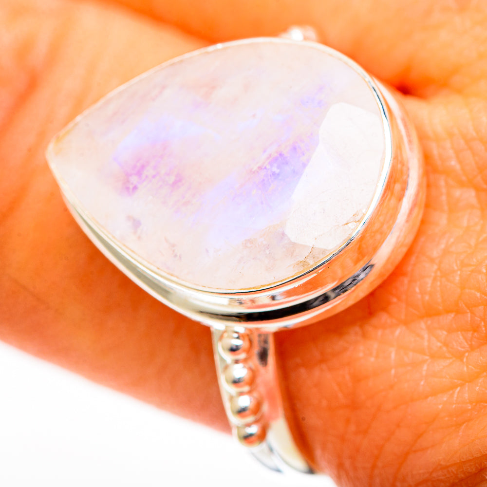 Rainbow Moonstone Rings handcrafted by Anasilvercos - RING110802