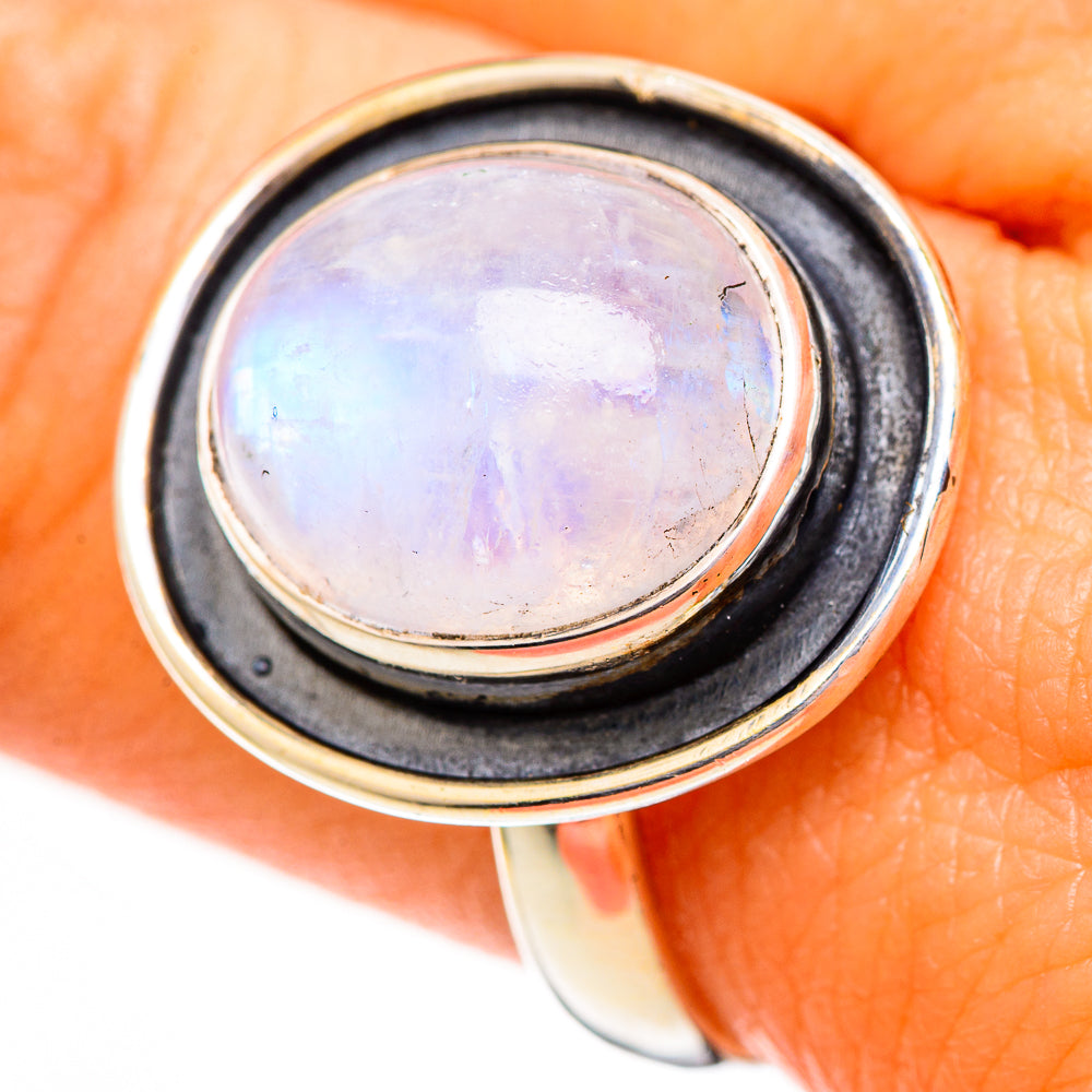 Rainbow Moonstone Rings handcrafted by Anasilvercos - RING110803