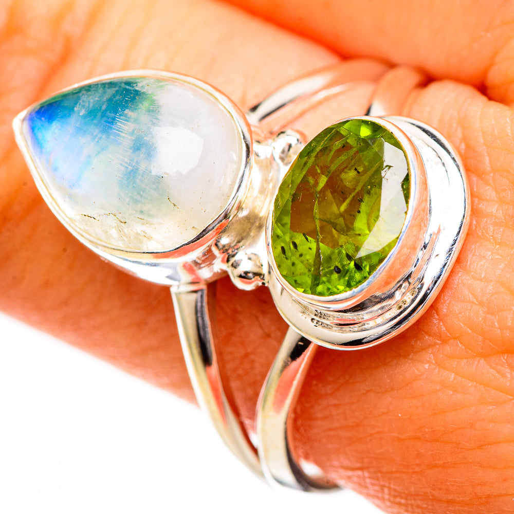 Rainbow Moonstone Rings handcrafted by Anasilvercos - RING110839
