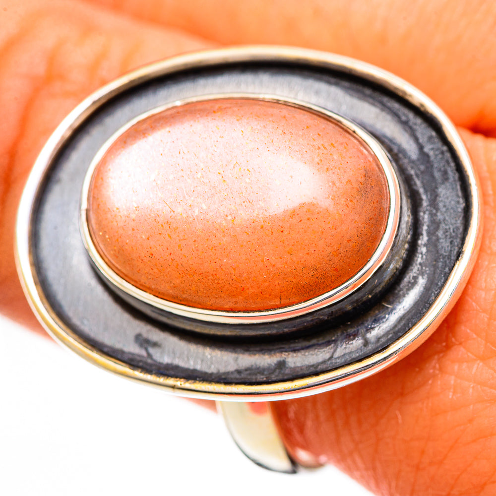 Peach Moonstone Rings handcrafted by Anasilvercos - RING110892