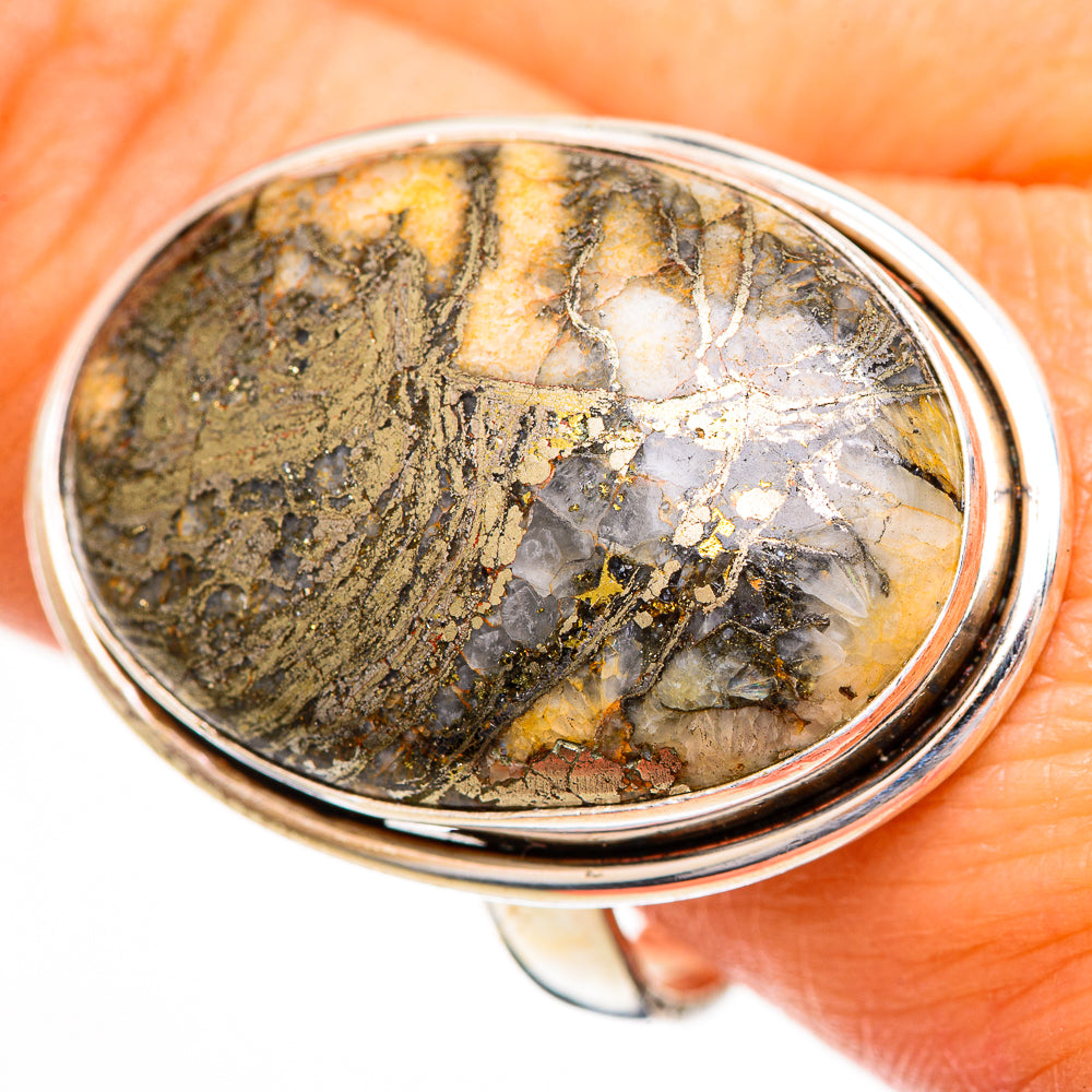 Pyrite Agate Rings handcrafted by Anasilvercos - RING111045