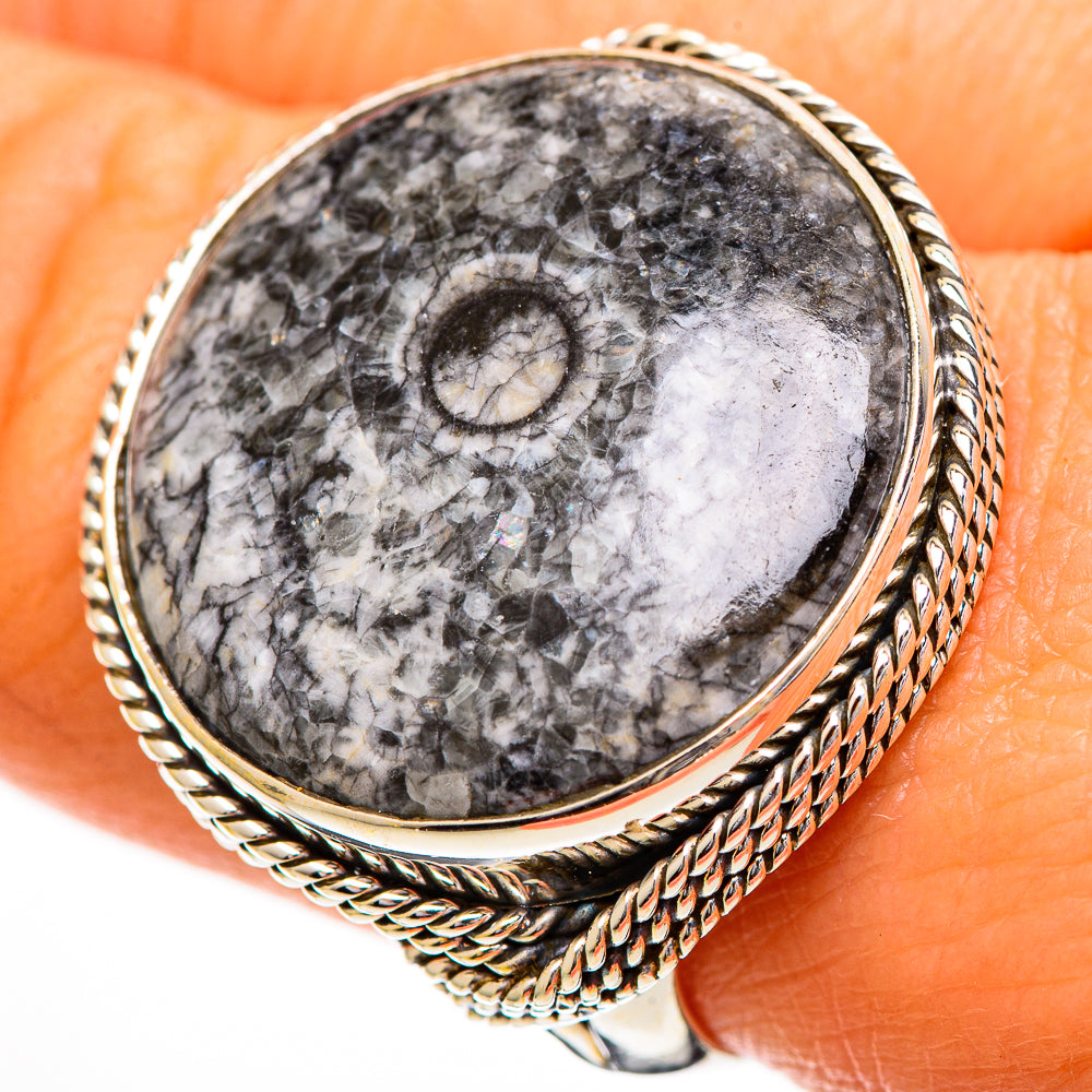Moroccan Goniatite Fossil Rings handcrafted by Anasilvercos - RING111047