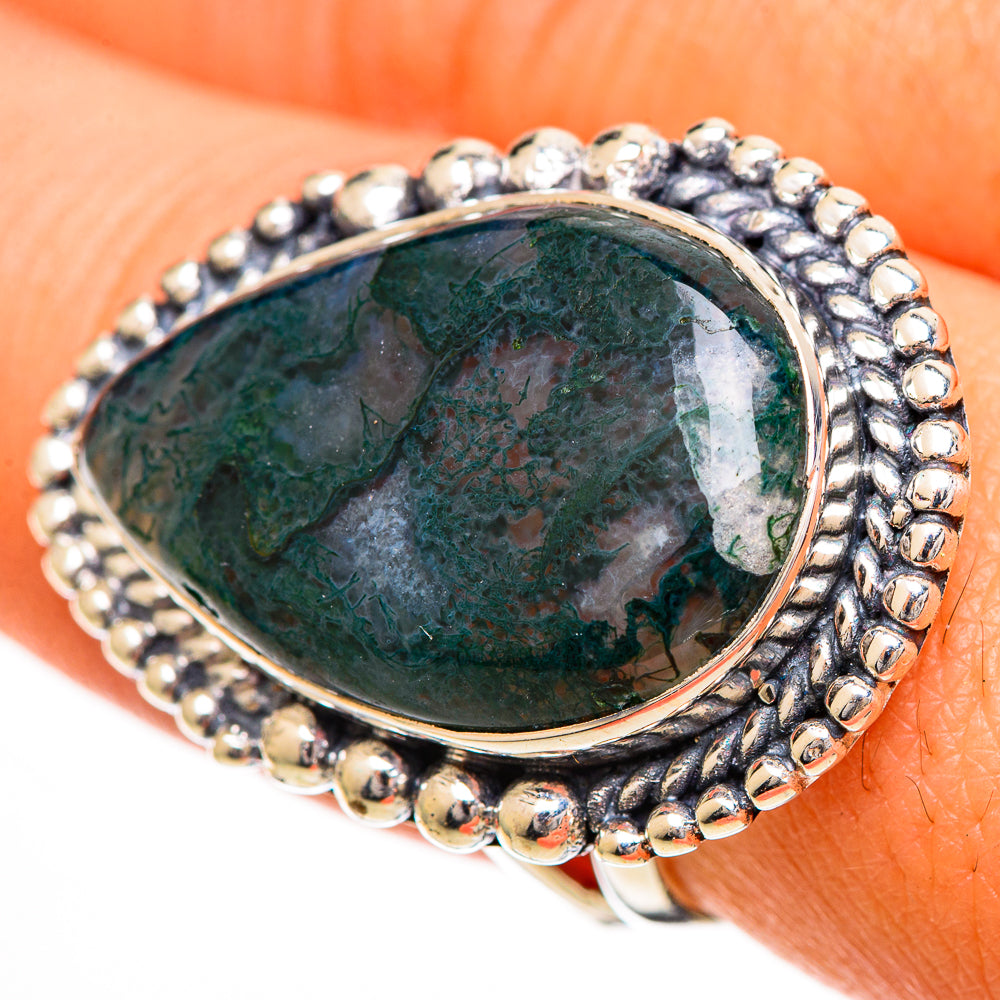 Green Moss Agate Rings handcrafted by Anasilvercos - RING111050