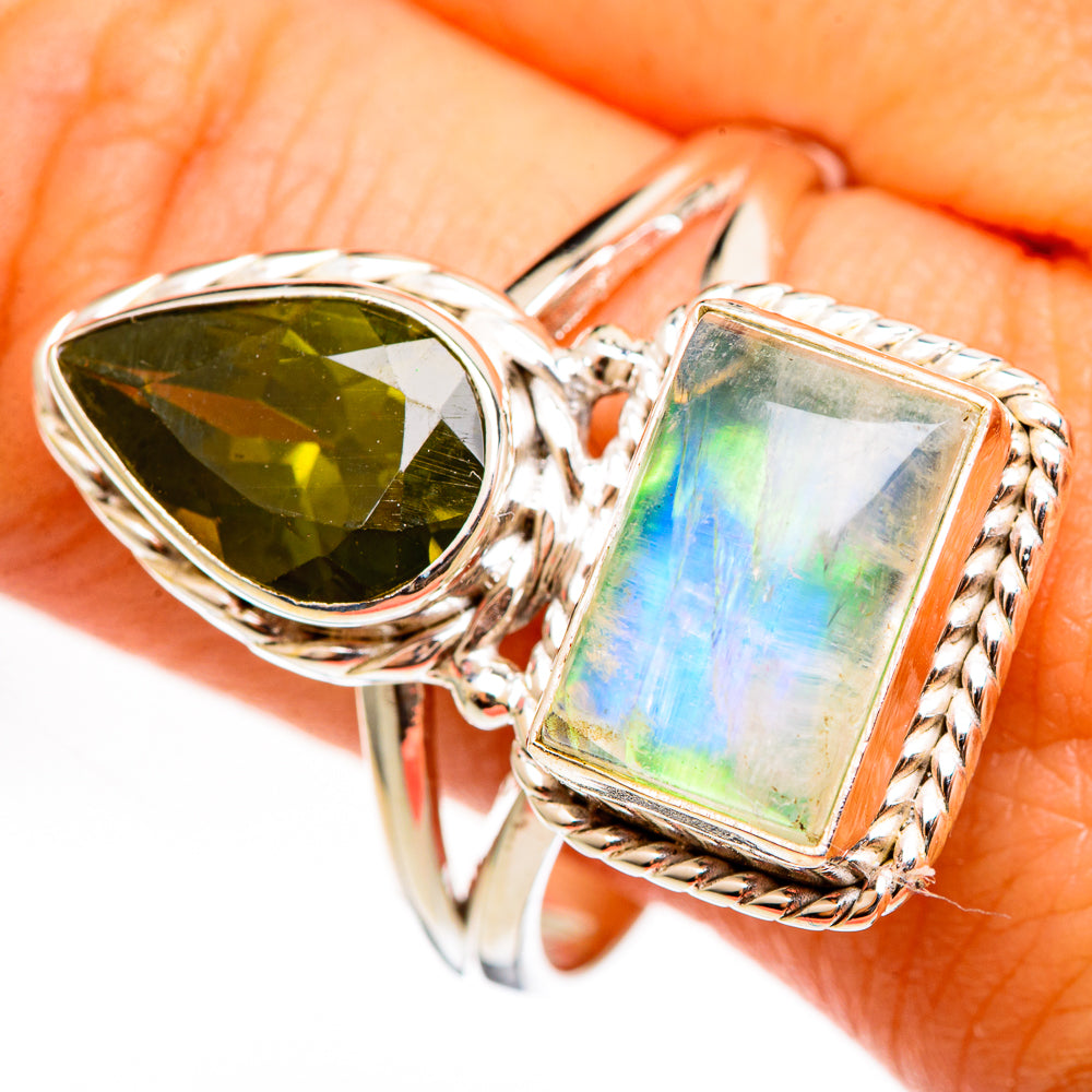 Green Moonstone Rings handcrafted by Anasilvercos - RING111056