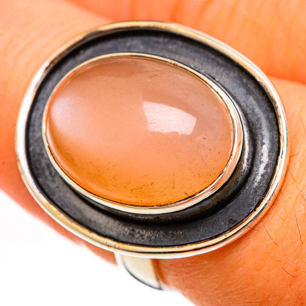 Peach Moonstone Rings handcrafted by Anasilvercos - RING111062