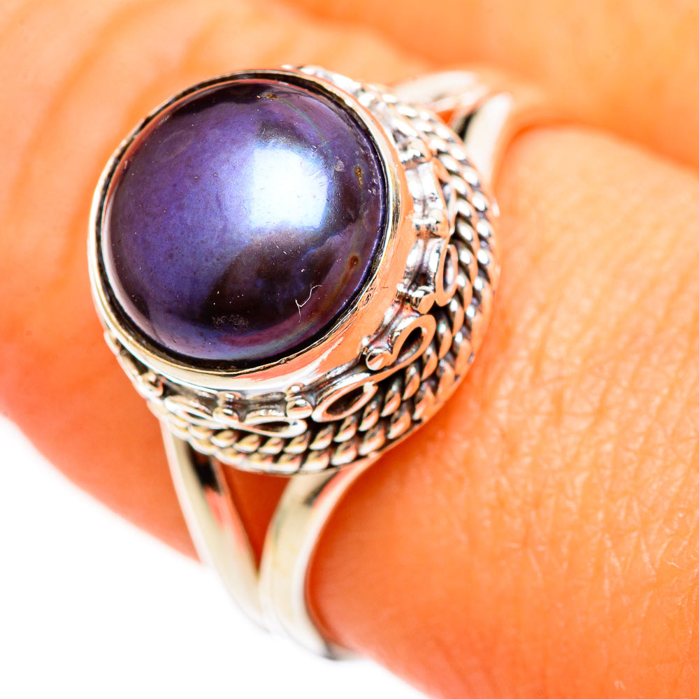 Titanium Pearl Rings handcrafted by Anasilvercos - RING111068