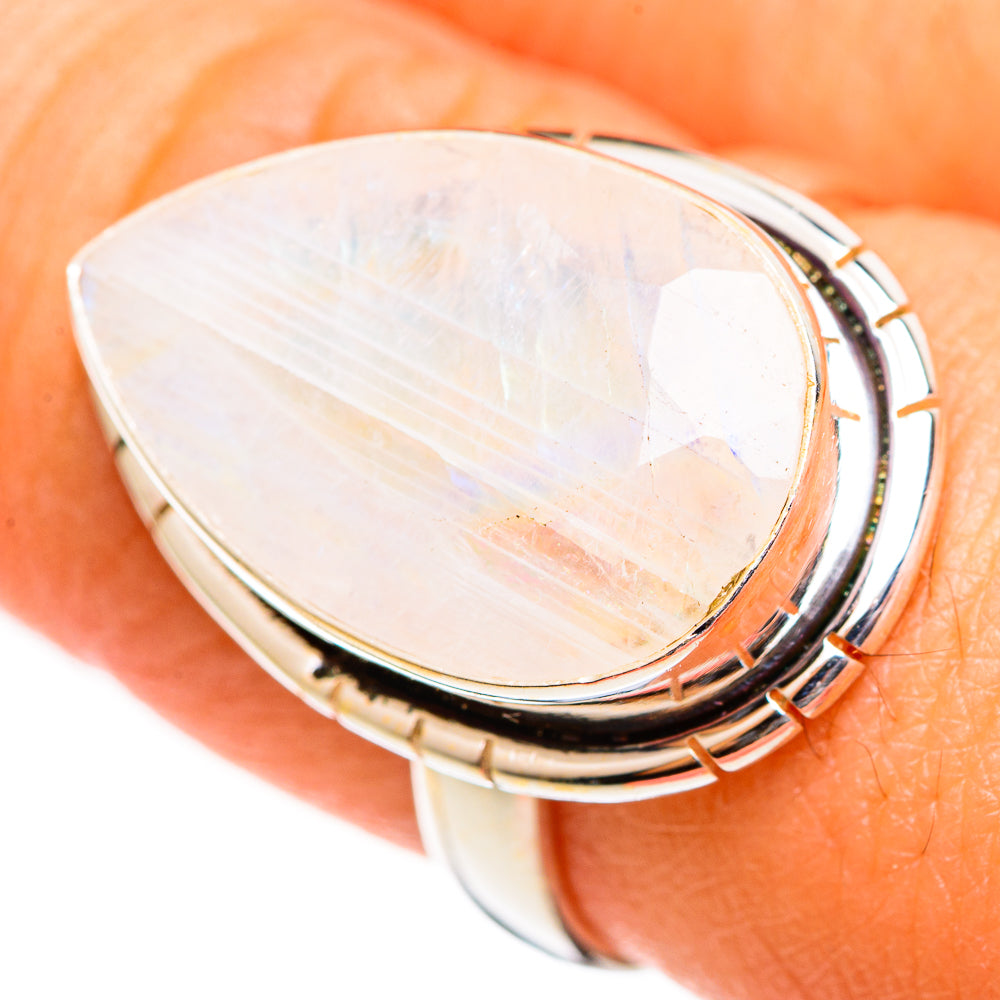Rainbow Moonstone Rings handcrafted by Anasilvercos - RING111073