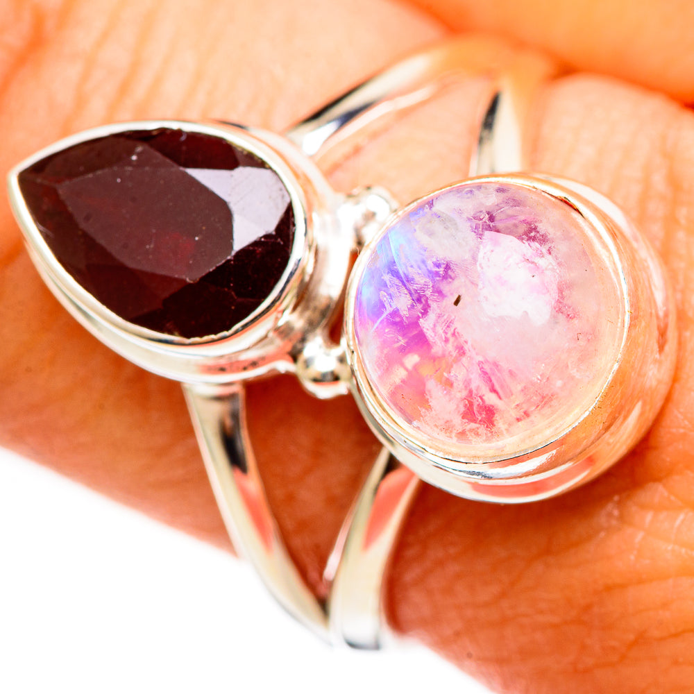Pink Moonstone Rings handcrafted by Anasilvercos - RING111078