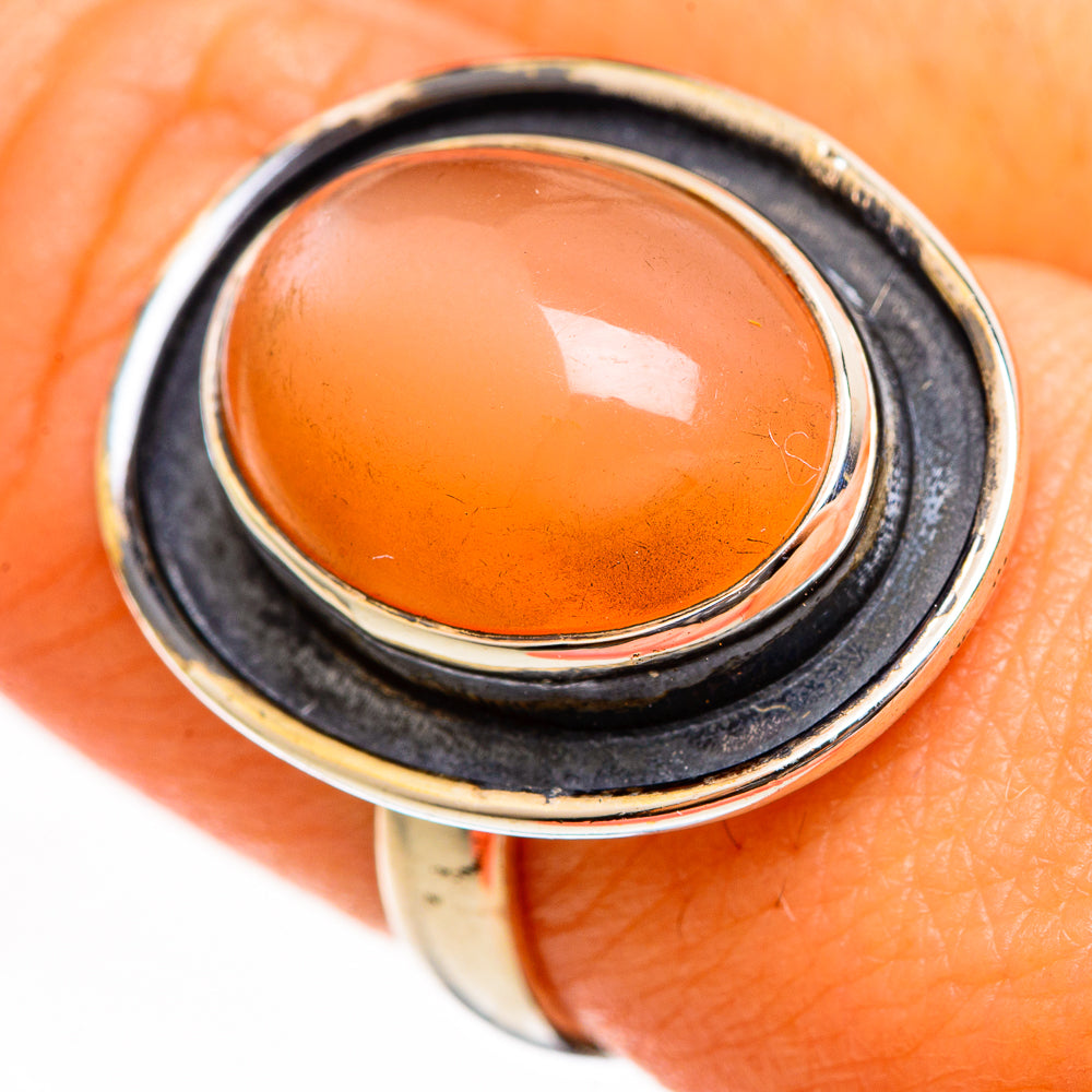 Peach Moonstone Rings handcrafted by Anasilvercos - RING111089