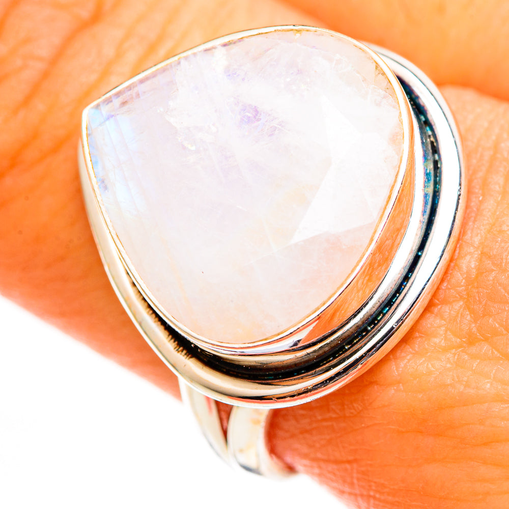 Rainbow Moonstone Rings handcrafted by Anasilvercos - RING111099