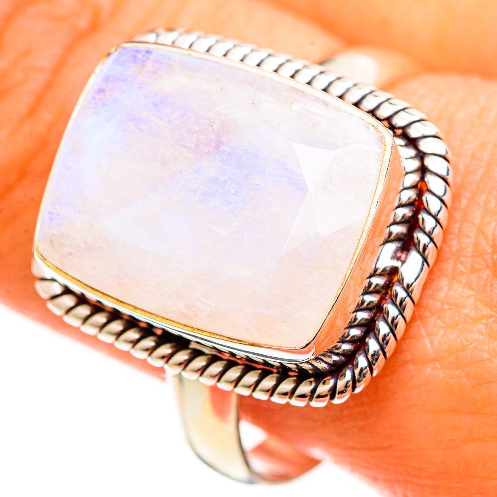 Rainbow Moonstone Rings handcrafted by Anasilvercos - RING111100