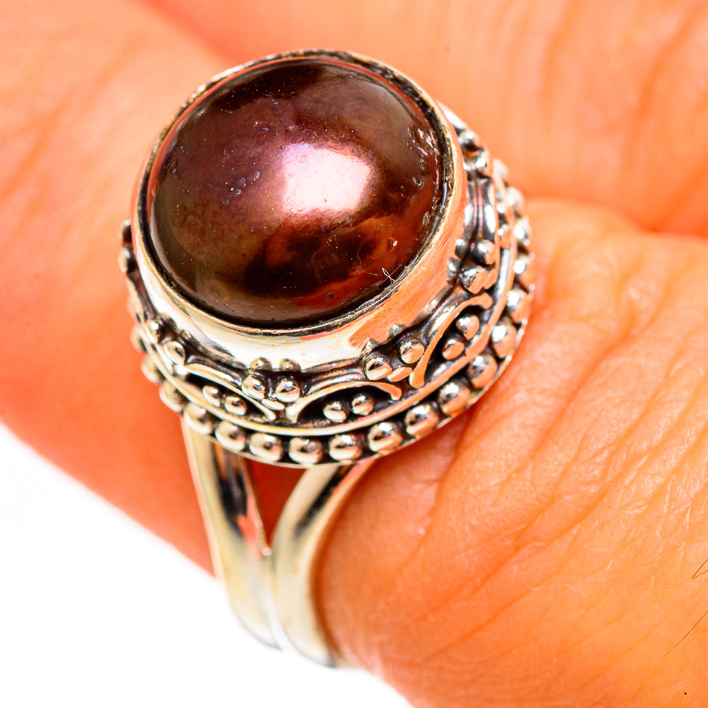 Titanium Pearl Rings handcrafted by Anasilvercos - RING111116