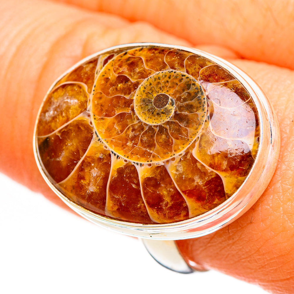Ammonite Fossil Rings handcrafted by Anasilvercos - RING111142