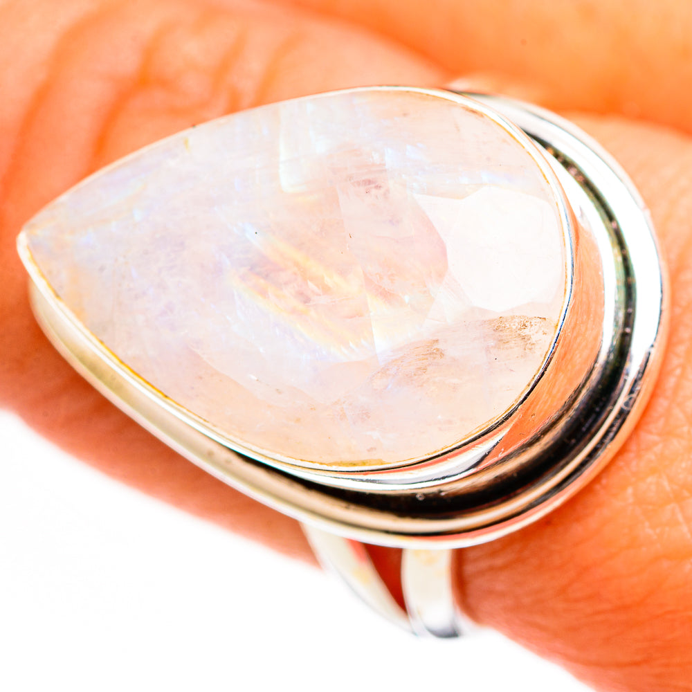 Rainbow Moonstone Rings handcrafted by Anasilvercos - RING111152