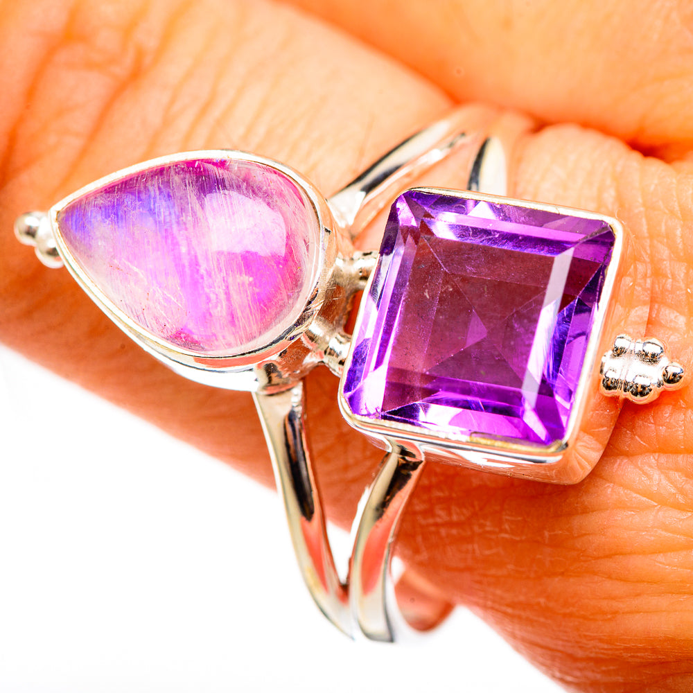 Pink Moonstone Rings handcrafted by Anasilvercos - RING111158