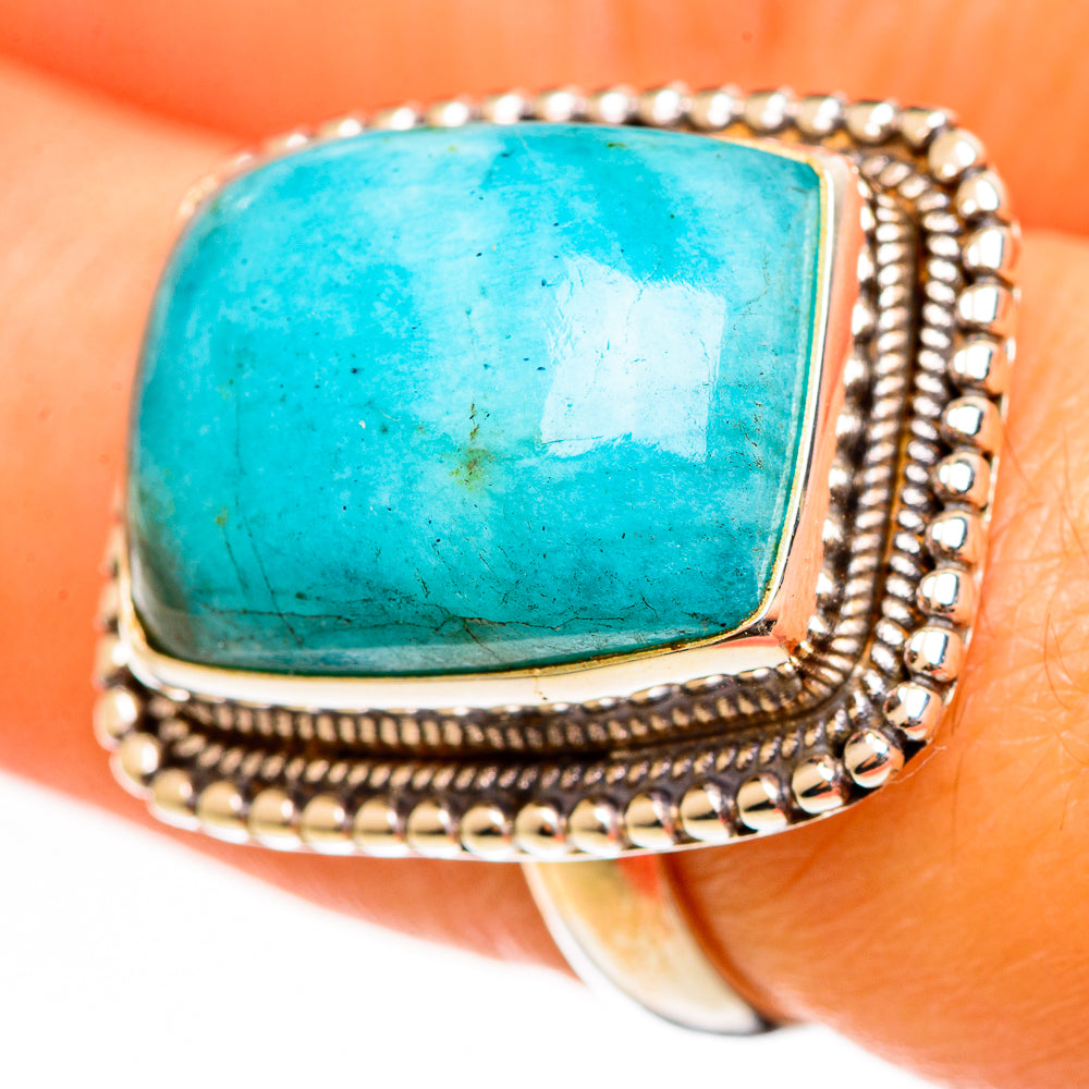 Peruvian Amazonite Rings handcrafted by Anasilvercos - RING111159
