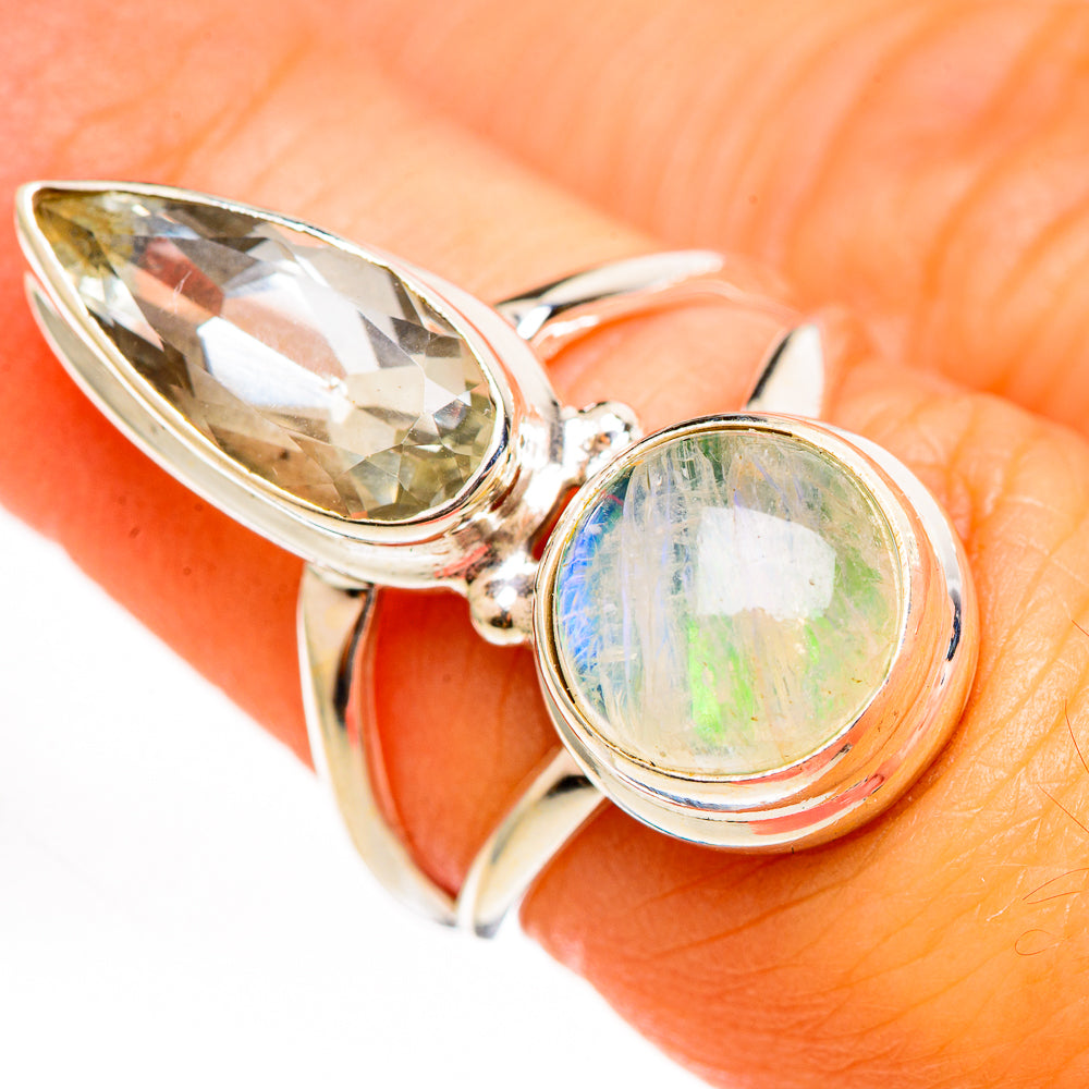 Rainbow Moonstone Rings handcrafted by Anasilvercos - RING111163