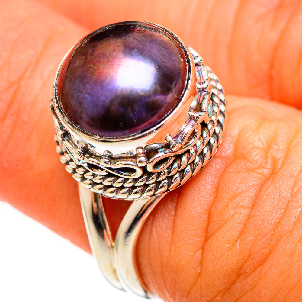 Titanium Pearl Rings handcrafted by Anasilvercos - RING111174
