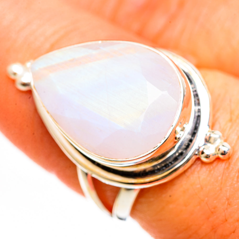 Rainbow Moonstone Rings handcrafted by Anasilvercos - RING111179