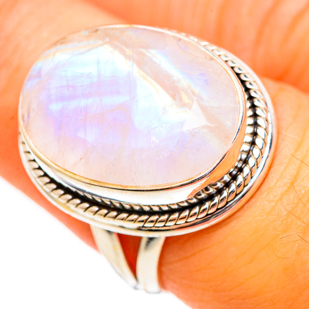 Rainbow Moonstone Rings handcrafted by Anasilvercos - RING111180