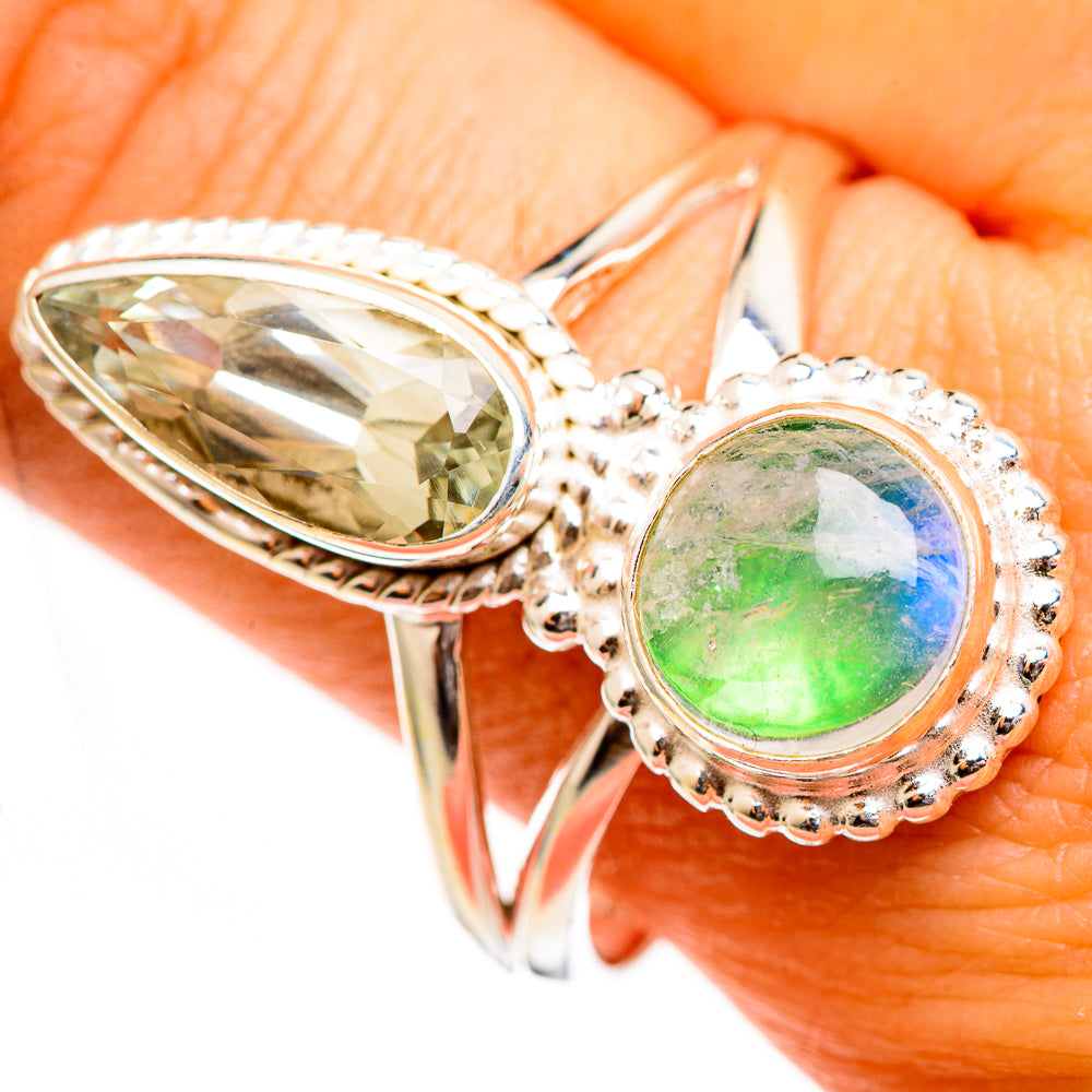 Green Moonstone Rings handcrafted by Anasilvercos - RING111191