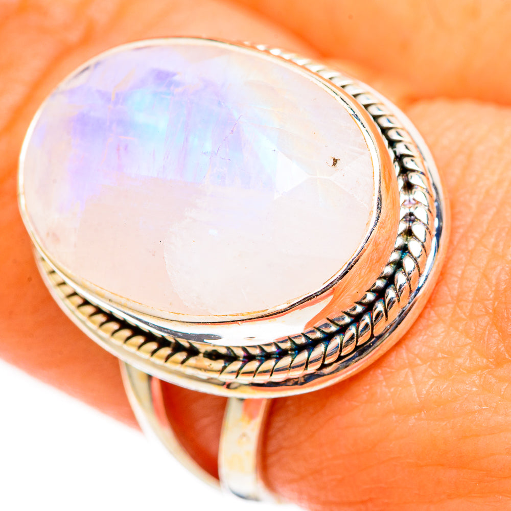 Rainbow Moonstone Rings handcrafted by Anasilvercos - RING111201