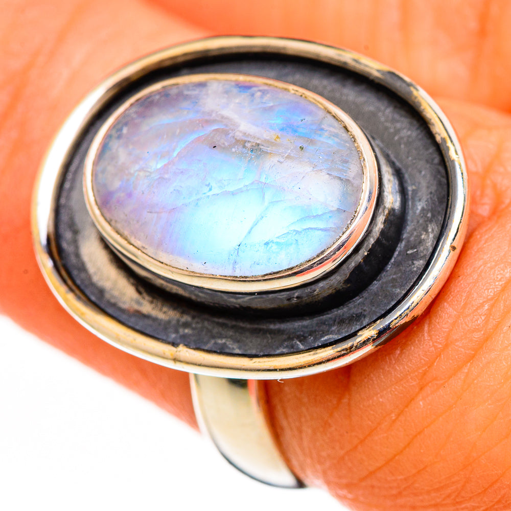 Rainbow Moonstone Rings handcrafted by Anasilvercos - RING111203
