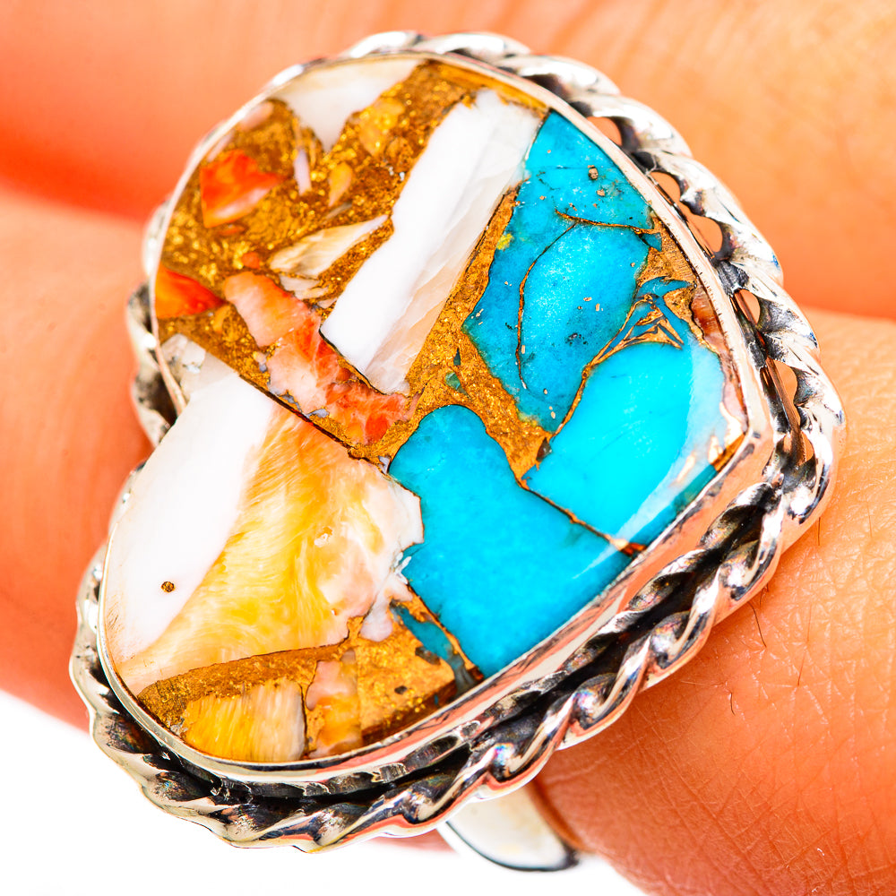 Spiny Oyster Turquoise Rings handcrafted by Anasilvercos - RING111208