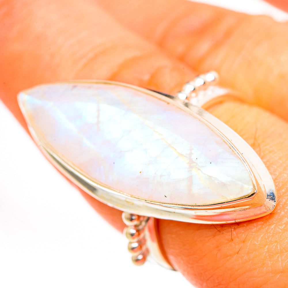 Rainbow Moonstone Rings handcrafted by Anasilvercos - RING111252