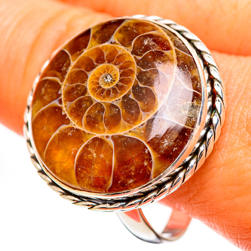 Ammonite Fossil Rings handcrafted by Anasilvercos - RING111276
