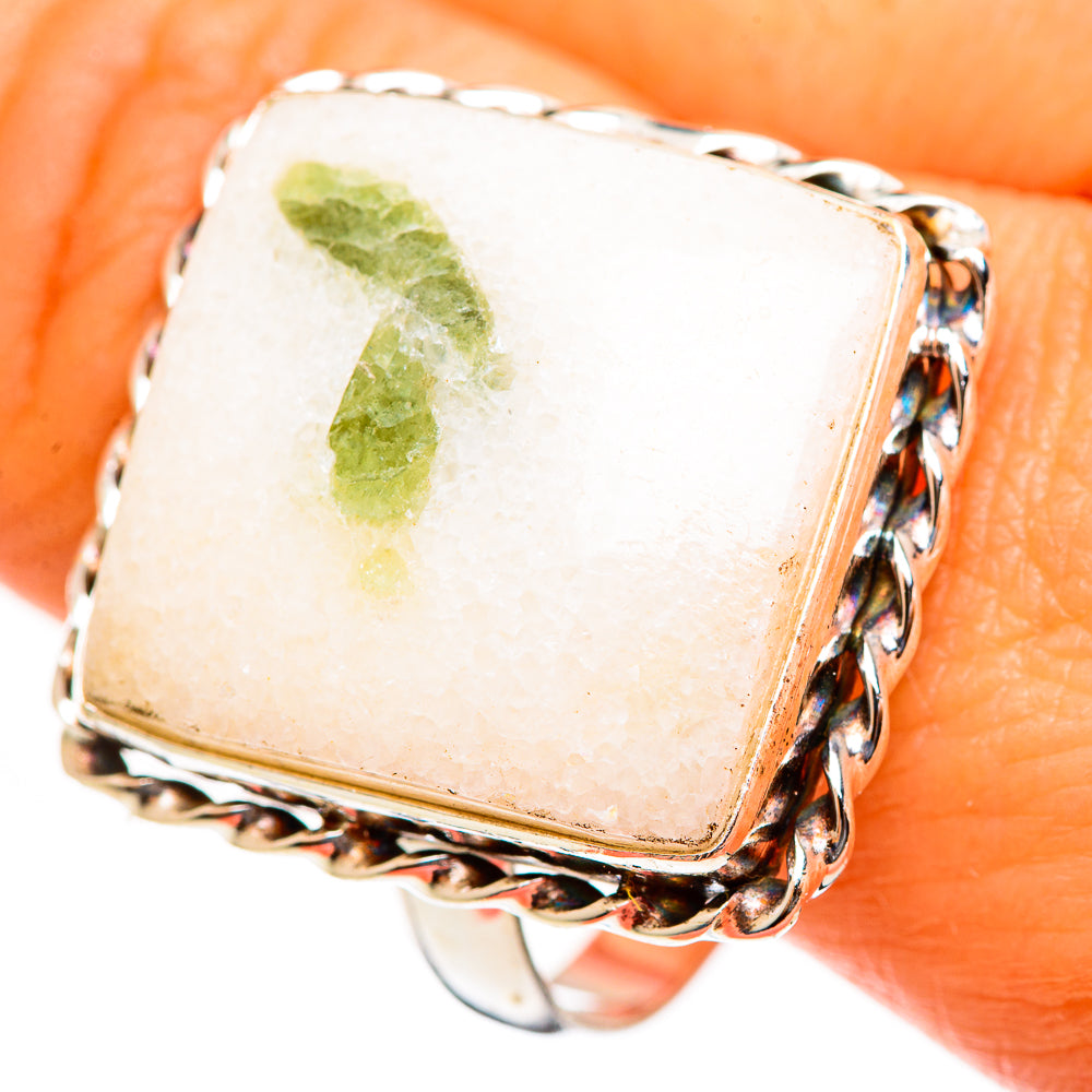 Green Tourmaline In Quartz Rings handcrafted by Anasilvercos - RING111298