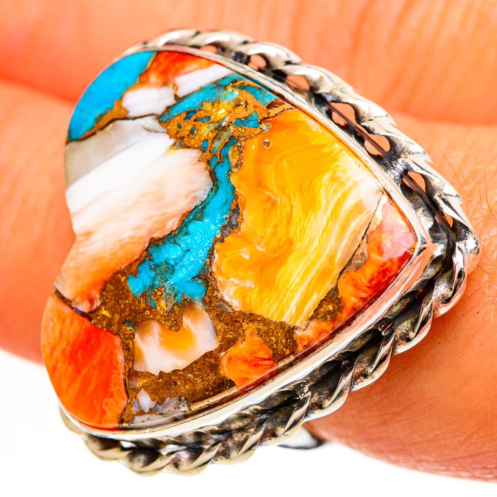 Spiny Oyster Turquoise Rings handcrafted by Anasilvercos - RING111724
