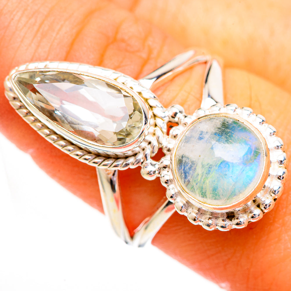 Rainbow Moonstone Rings handcrafted by Anasilvercos - RING111756