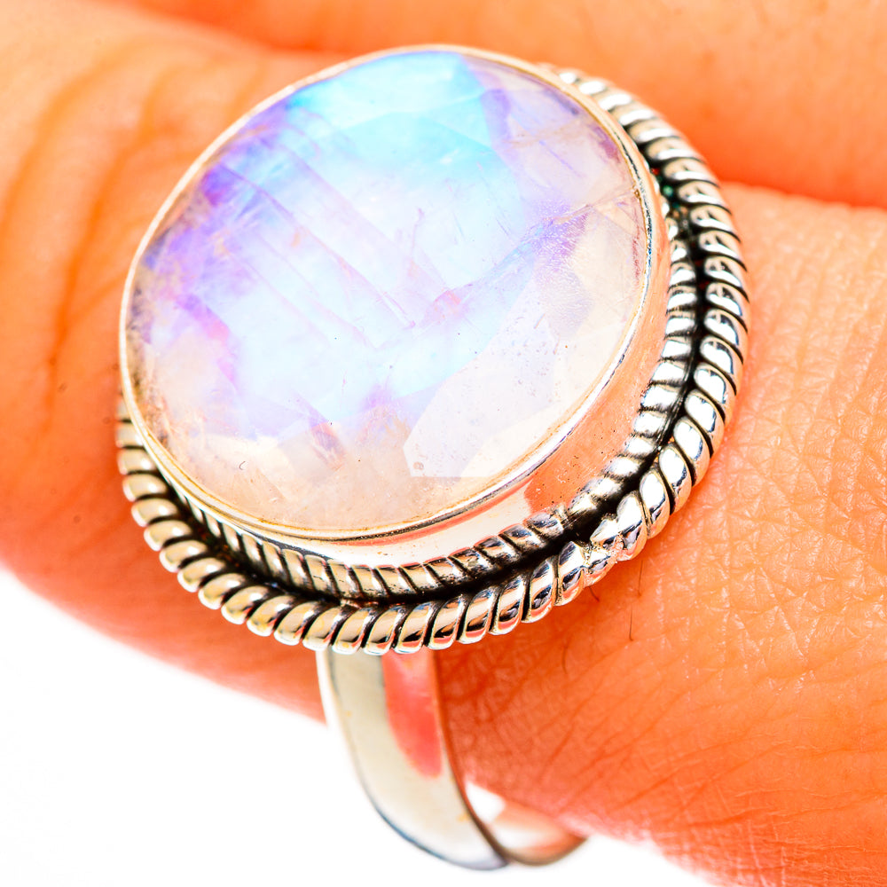Rainbow Moonstone Rings handcrafted by Anasilvercos - RING111773