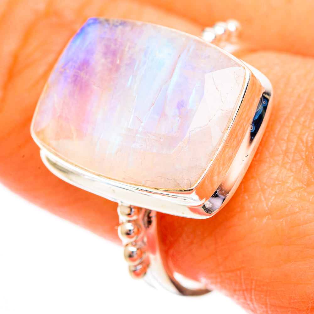Rainbow Moonstone Rings handcrafted by Anasilvercos - RING111774