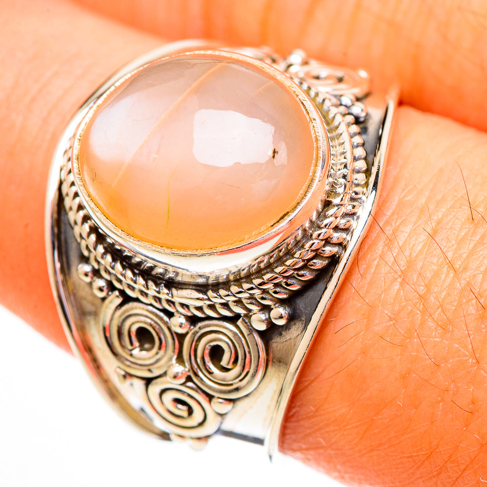 Peach Moonstone Rings handcrafted by Anasilvercos - RING111793