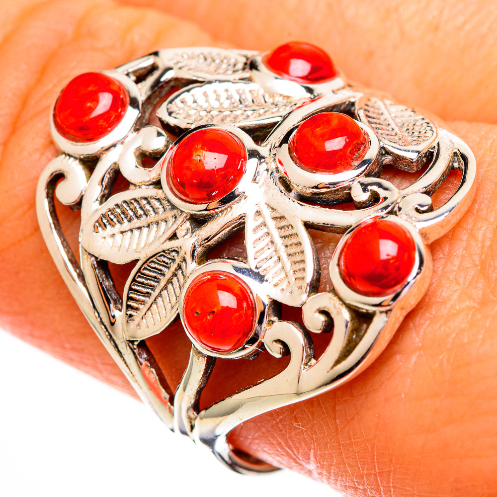 Mediterranean Red Coral Rings handcrafted by Anasilvercos - RING111796