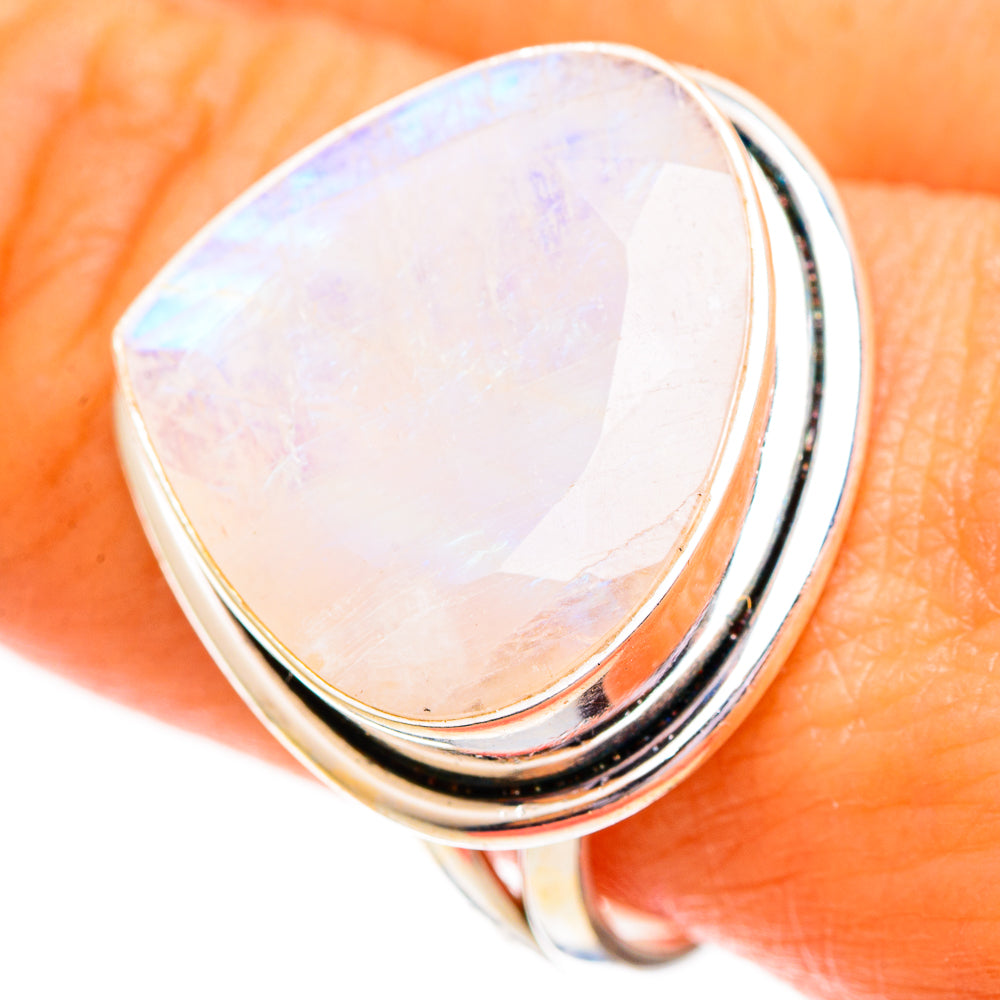 Rainbow Moonstone Rings handcrafted by Anasilvercos - RING111803