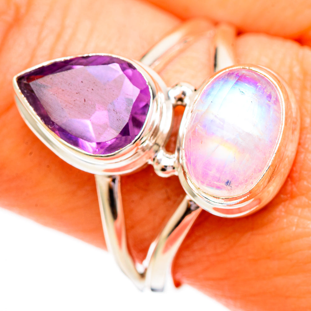 Pink Moonstone Rings handcrafted by Anasilvercos - RING111809