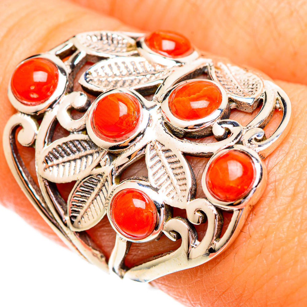 Mediterranean Red Coral Rings handcrafted by Anasilvercos - RING111826