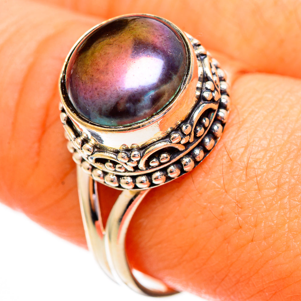 Titanium Pearl Rings handcrafted by Anasilvercos - RING111828