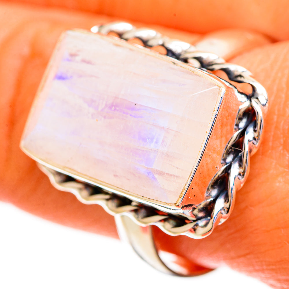 Rainbow Moonstone Rings handcrafted by Anasilvercos - RING111834