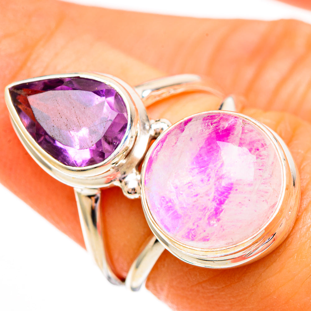 Pink Moonstone Rings handcrafted by Anasilvercos - RING111836