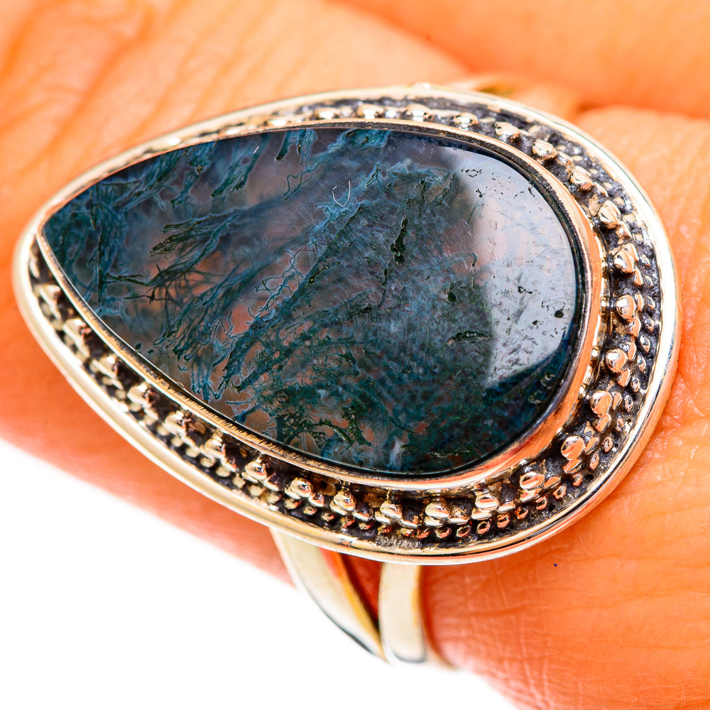 Green Moss Agate Rings handcrafted by Anasilvercos - RING111847