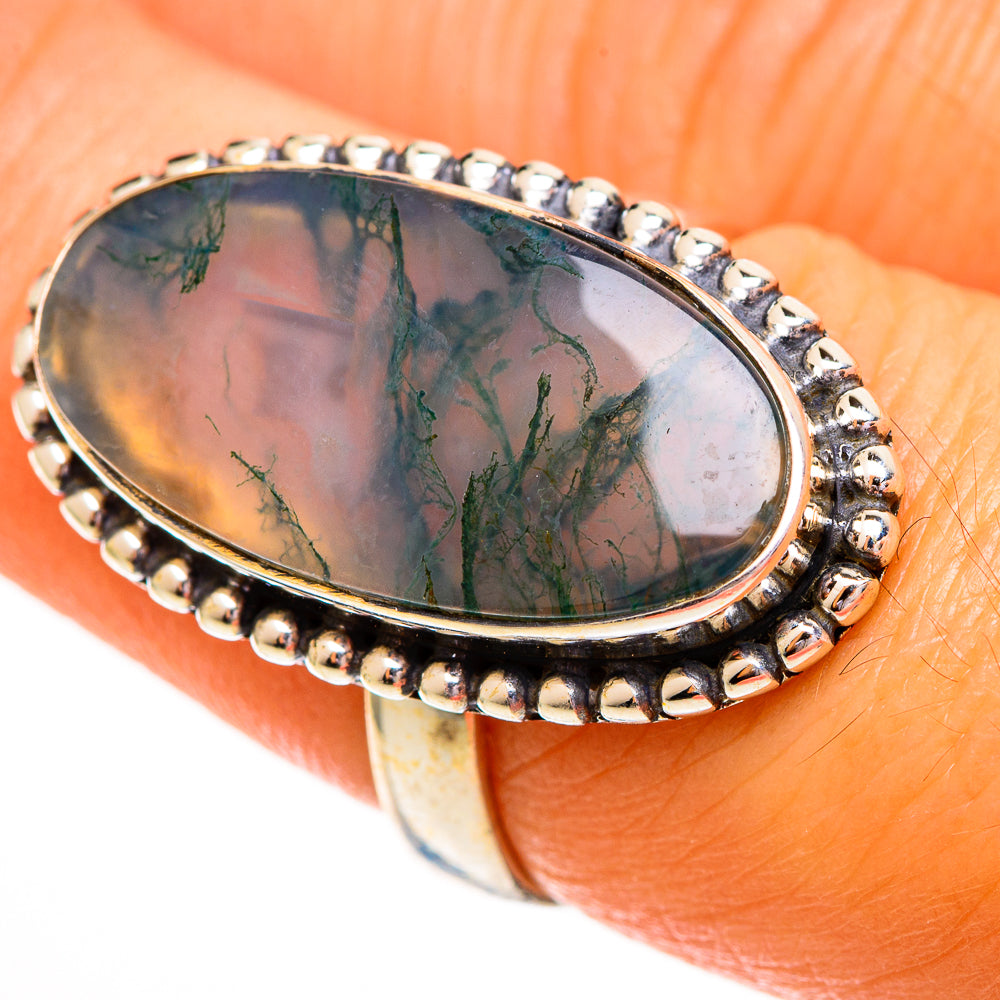 Green Moss Agate Rings handcrafted by Anasilvercos - RING111848