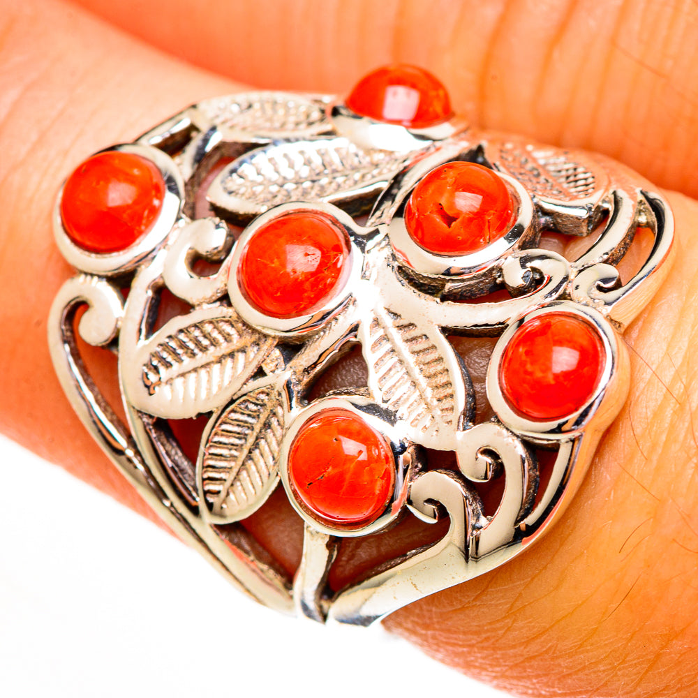 Mediterranean Red Coral Rings handcrafted by Anasilvercos - RING111855