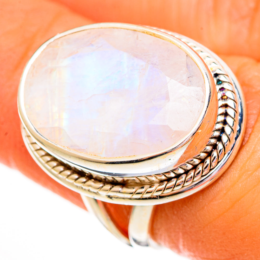 Rainbow Moonstone Rings handcrafted by Anasilvercos - RING111863