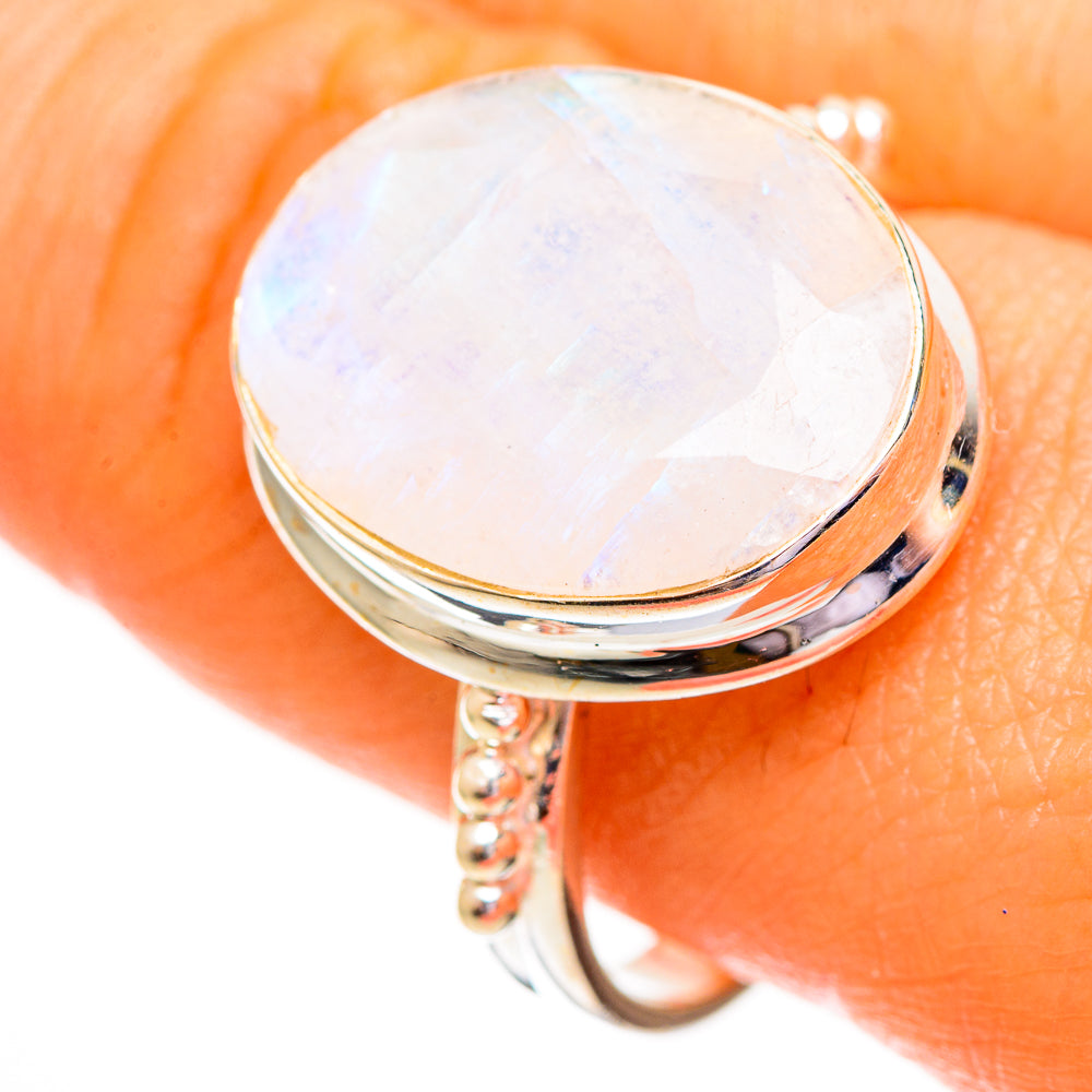 Rainbow Moonstone Rings handcrafted by Anasilvercos - RING111864